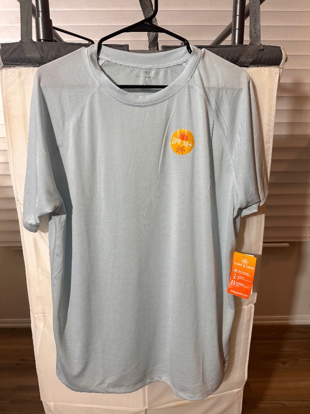 Surf & Swim Co Men’s UPF 50+ Frost Blue Swim Tee Rash Guard Shirt Size Large NWT